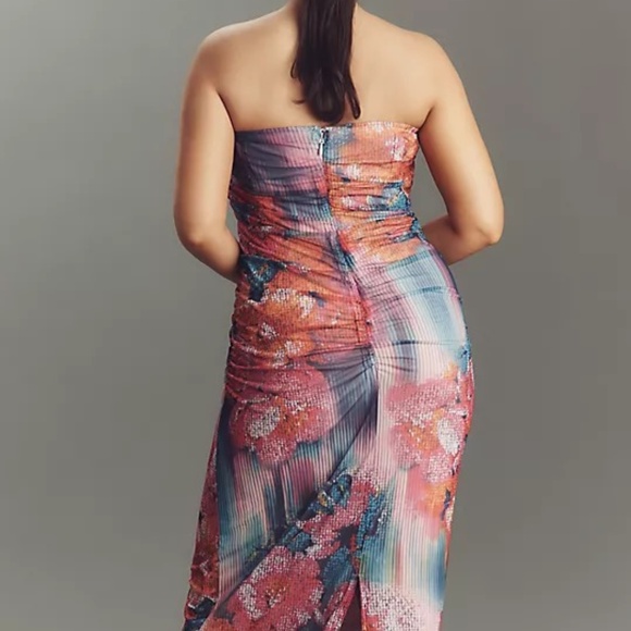 NWT Anthropologie The Soleil Slim Strapless Ruched Mesh Dress Sz XL - Picture 7 of 16